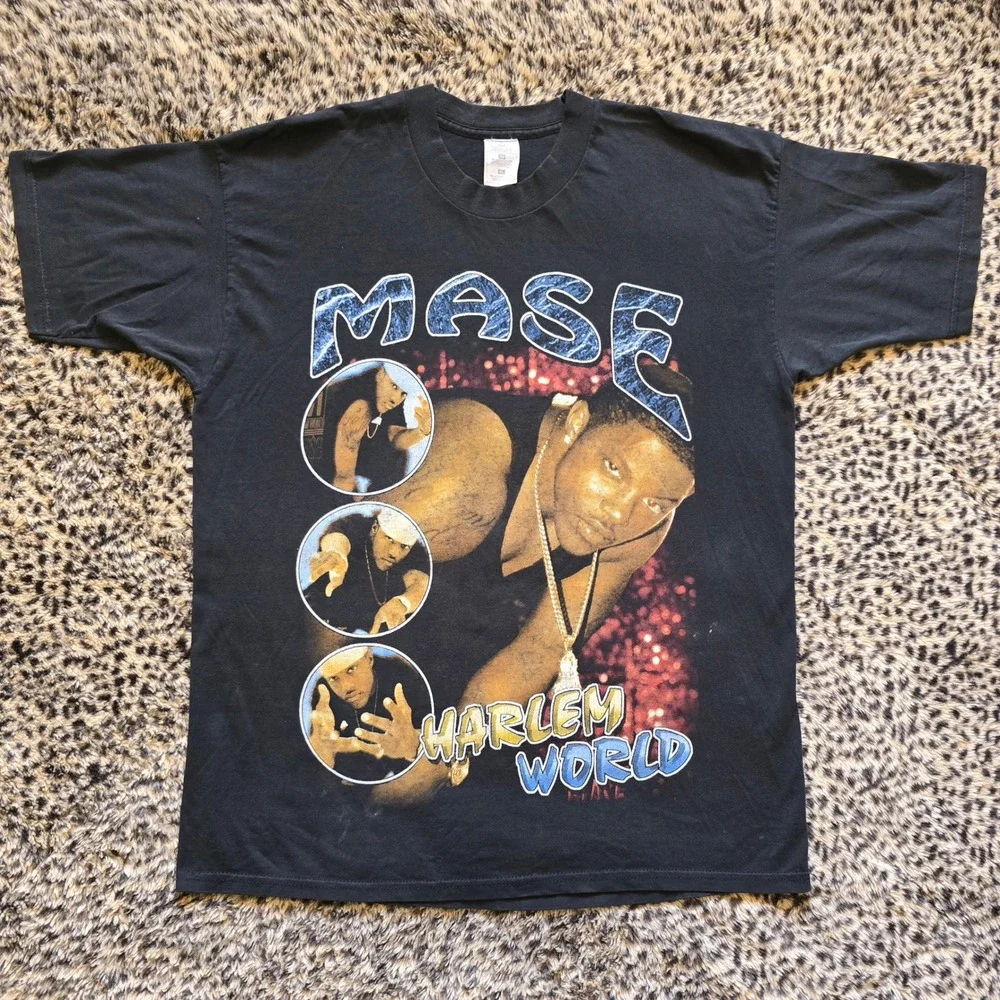 Vintage 1990s Mase x Puff Daddy Harlem World Feel So Good Faded Black Rap Tee
